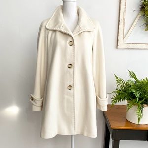 Ellen Tracy Ivory Wool Winter Dress Coat SZ 10